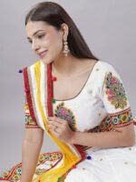 Embroidered Thread Work Cotton Ready To Wear Lehenga & Choli With Dupatta - Image 2