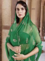Geroo Luxe Ethnic Motifs Embroidered Pure Chiffon Saree - Image 2