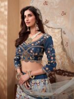 Shaded Blue Silk Lehnega Choli With Duptta - Image 2