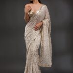 Koskii Embellished Sequinned Pure Georgette Saree