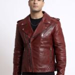 Lapel Collar Water Resistant Leather Biker Jacket