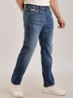 Men Cotton Slim Fit Mid-Rise Light Fade Jeans - Image 2