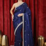 Meena Bazaar Embellished Embroidered Art Silk Heavy Work Saree