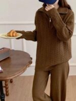 Mustard Paxton Winter Woollen Co-Ords Set - Tracksuit