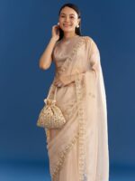 KALKI Fashion Embellished Beads and Stones Organza Saree - Image 2