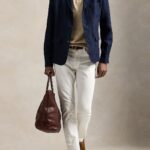 Herringbone Patterned Linen-Cotton Slim-Fit Tailored Blazer