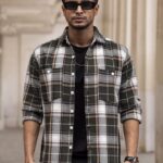 Men Spread Collar Tartan Checked Casual Shirt