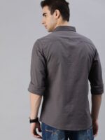Roadster Men Charcoal Regular Fit Solid Casual Shirt - Image 3