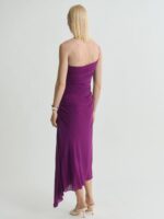 Shoulder Straps Ruched Asymmetrical Midi Dress - Image 3