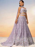 Embroidered Sequinned Semi-Stitched Lehenga & Unstitched Blouse With Dupatta - Image 3