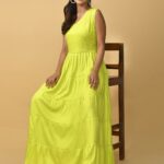 Sleeveless Cotton Empire Maxi Dress