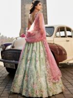 Embroidered Beads and Stones Semi-Stitched Lehenga & Unstitched Blouse With Dupatta - Image 4
