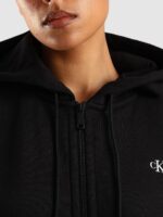 Calvin Klein Jeans Women Regular Fit Cotton Hooded Neck Zip-Front Sweatshirt - Image 2