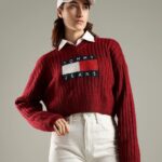 Tommy Hilfiger Women Brand Logo Printed V-Neck Regular Pullover