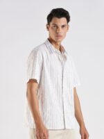 Men Relaxed Fit Vertical Striped Spread Collar Pure Cotton Casual Shirt - Image 3
