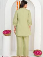 Embroidered Lapel Collar Tunic With Trouser Co-Ords - Image 3