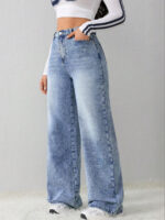 Women Flared High-Rise Light Fade Stretchable Jeans - Image 2